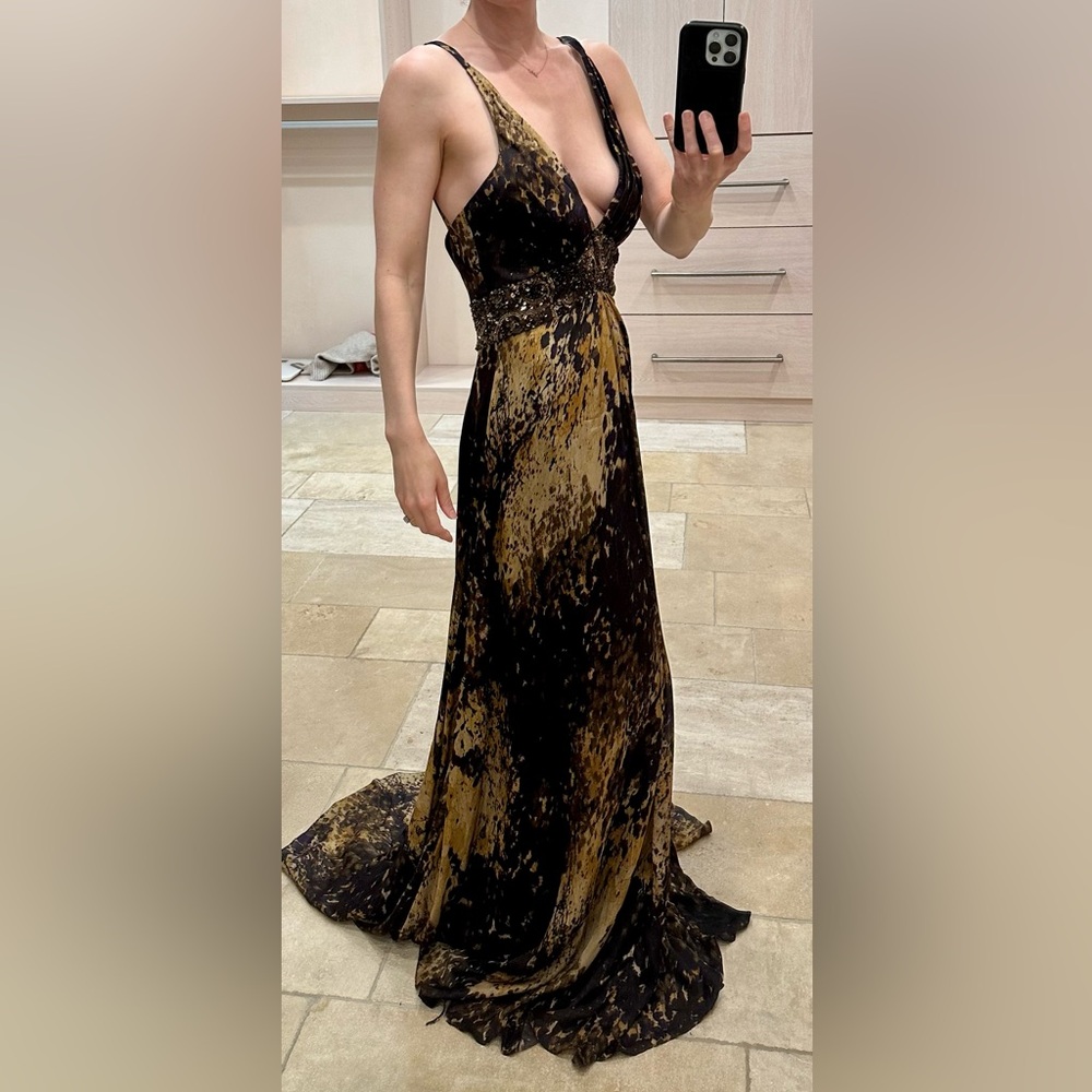 Theia multicolor silk evening gown
